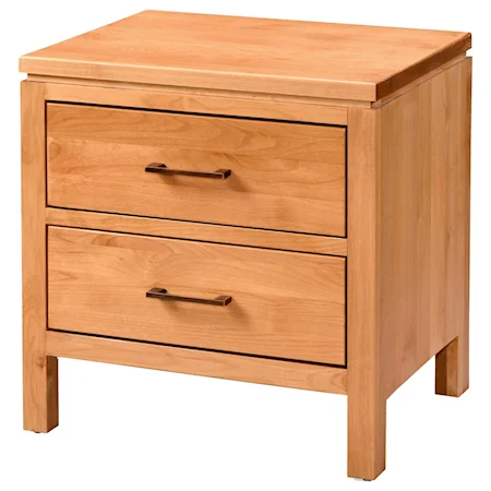 Contemporary 2-Drawer Nightstand with Low Design